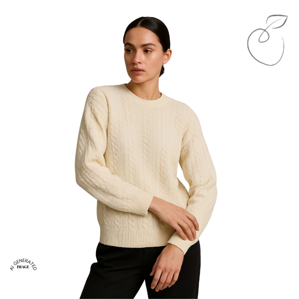 TALBOT'S CABLE KNIT SWEATER CREAM SZ L